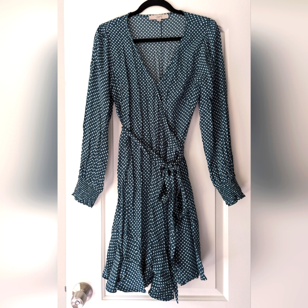 Loft Wrap Dress, Sz 6, spruce green